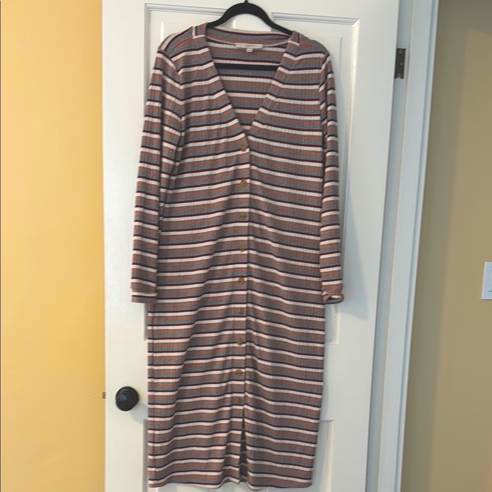 LOFT Long Sleeve V-Neck midi Dress